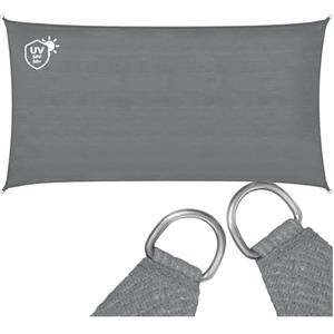 tectake® Tenda Parasole Rettangolare, Materiale HDPE Resistente con Protezione UV, Vela Ombreggiante Impermeabile per Giardino, Terrazzo Piscina, Cortile, Telo Ombreggiante Esterno - Grigio - 2 x 4 m