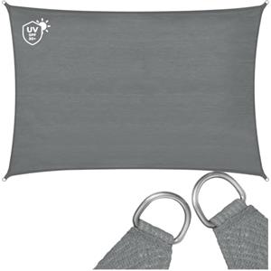 tectake® Tenda Parasole Rettangolare, Materiale HDPE Resistente con Protezione UV, Vela Ombreggiante Impermeabile per Giardino, Terrazzo Piscina, Cortile, Telo Ombreggiante Esterno - Grigio - 2 x 3 m