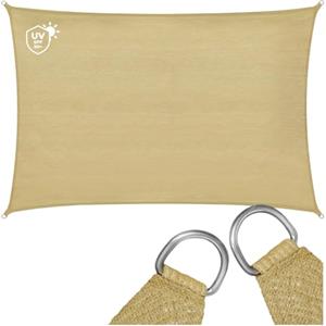 tectake® Tenda Parasole Rettangolare, Materiale HDPE Resistente con Protezione UV, Vela Ombreggiante Impermeabile per Giardino, Terrazzo Piscina, Cortile, Telo Ombreggiante Esterno - Sabbia - 2 x 3 m