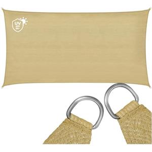 tectake® Tenda Parasole Rettangolare, Materiale HDPE Resistente con Protezione UV, Vela Ombreggiante Impermeabile per Giardino, Terrazzo Piscina, Cortile, Telo Ombreggiante Esterno - Sabbia - 2 x 4 m