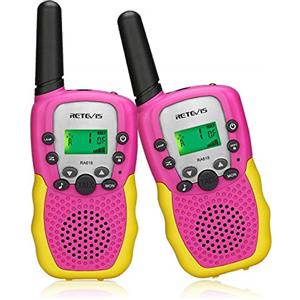 Retevis RA618 Walkie Talkie Bambini, Giocattoli per Ragazzi 6-12 Anni, Torcia VOX a Lungo Raggio 8 Canali 10 Toni di Chiamata Regali Escursionismo Avventura in Bicicletta (Rosa, 1 Paio)