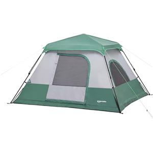 Amazon Basics, Tenda da campeggio istantanea con telo antipioggia e borsa per il trasporto, per 6 persone, Verde