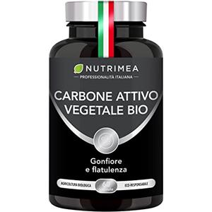 Plastimea Carbone Attivo Vegetale Biologico I Integratore Contro Gonfiore Addominale, Flatulenza e Meteorismo I Allevia i Disturbi Intestinali I 60 capsule