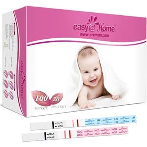 Easy@Home Test Ovulazione e Test Gravidanza, Aumenta le tue Probabilità di Rimanere Incinta, Accuratezza Oltre il 99.8%, Combinato con APP Premom Monitor Donna Fertilità (100LH+20LH)