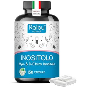 RAIBU Inositolo Integratore, Myo & D Chiro Inositolo - PCOS e Ovaio Policistico - 150 Capsule Vegane con Vitamina B6 e Cromo - Dose Elevata, Combinazione Efficace - Raibu