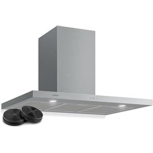 Klarstein Limelight Cappa da Cucina Aspirante a Parete con 3 Velocità, 600 m³/h, Schermo Digitale, Luce LED per Piano Cottura, 64 dB, Larghezza 90 cm, Acciaio Inox Spazzolato