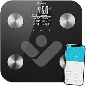 TrueLife FitScale W6 BT Bilancia diagnostica personale Bluetooth, misurazione con analisi dell'impedenza bioelettrica, 19 indici del corpo misurabili, display LCD colorato, fino a 8 utenti, app mobile