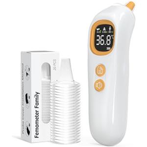 Femometer Family Termometro auriculare digitale di alta precisione, adatto per bebè, bambini e adulti, Tecnologia Age Grouping, 32 registri di temperatura, bianco