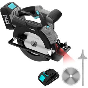 Cecotec DirectPrecission 8000 Vision, sega circolare a batteria, 21 V, disco da 165 mm, motore brushless, guida laser e guida parallela, accessorio connettore aspirapolvere