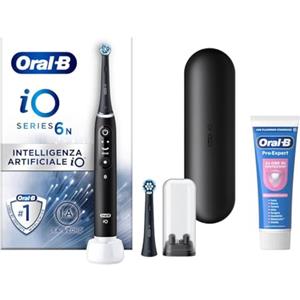 Oral-B Spazzolino Elettrico Ricaricabile iO 6N Nero, 1 Spazzolino Elettrico, 2 Testine Di Ricambio, Custodia Da Viaggio + 1 Dentifricio Oral-B Pro Expert Sensibilità, Pulizia Denti Efficace