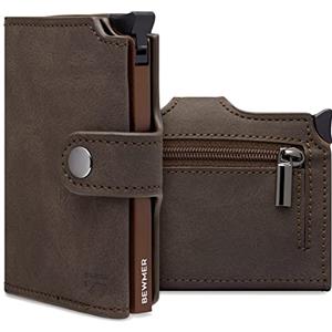 BEWMER v2 Portafoglio Uomo Slim In Similpelle Con Protezione RFID Anticlonazione - Porta Carte Di Credito Uomo E Donna Per 9 Tessere, Con Portamonete - Porta Tessere, Marrone Testa Di Moro