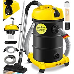 Masko® Aspirapolvere industriale 6 in 1, 2300 W + presa ✓ Funzione soffiaggio ✓ Aspirazione a secco e a umido | Aspirapolvere industriale con e senza sacchetto, Giallo