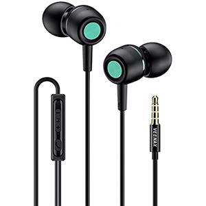 VEENAX M3 Auricolari con Microfono, Controllo del Volume, Cuffiette con Filo, Cuffie In-Ear con Cavo, Auricolare Stereo con Bassi Intensi per Telefono Cellulare Computer Tablet MP3, Jack 3,5 mm, Nero