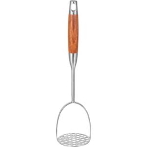 Angoily Schiacciapatate robusto in acciaio inox con manico in legno, utensile da cucina professionale per fagioli, carne avocado