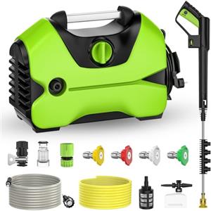 IERAKOR Idropulitrice ad Alta Pressione, Potenza 1400 W, Pressione 120 Bar, Portata 360L/H, 4 Tipi di Ugelli, Tubo Alta Pressione 10M, Pistola ad Alta Pressione, Idropulitrice Elettrica Professionale