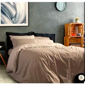 L'Emporio Casa Set Copripiumino Copritrapunta Bicolore Tinta Unita in Cotone 100% Italiano, Effetto Setato, Morbido sulla Pelle- Varie Misure (Corda - Sabbia, Piazza e Mezzo 2 Federe)