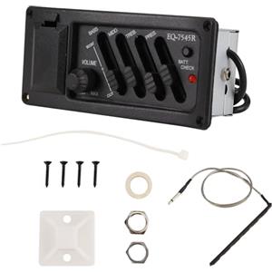 Pqahffowr Kit EQ pre-amplificatore plus pick-up per chitarra acustica 7545R-4 bande più controllo del volume, libro con scatola batteria