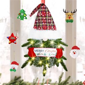 TAVADA Ghirlanda Natalizia per Decorazioni Casa Porta con Luci Led, 63x32cm Christmas Wreath Decorazioni Natalizie per Porte, Finestre, Camini, Pareti, Esterno