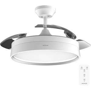 Cecotec Ventilatore da soffitto con luce e pale retrattili Energysilence Aero 4200 Invisible White. 30W, motore a DC, diametro di 42", timer, 6 velocità, telecomando e modalità inverno-estate