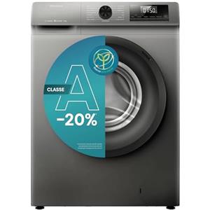 Hisense WF1Q8041BT - Lavatrice a Carica Frontale 8 Kg, 1400 rpm, Classe energetica A-20%, 15 Programmi, Vapore, Display LED, Programma Rapido, Partenza Ritardata, Child Lock, Titanium Metallic