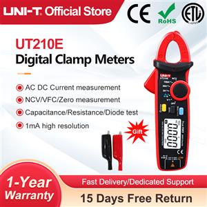 UNI-T UT210E Pinza Amperometrica AC DC UT210D, Amperometro a Pinza, NCV, Multimetro Digitale a Gancio, Strumento per Elettricisti