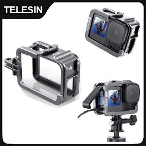 TELESIN Telaio in Lega di Alluminio per GoPro Hero 9-13 e DJI OSMO Action 3-5 Pro - Guscio Protettivo Leggero con Doppio Clod Shoe