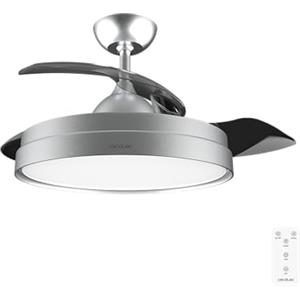 Cecotec Ventilatore da Soffitto con Luce Energysilence Aero 4300 Invisible Steel. 35W. 6 Velocità. Pale Retrattili. Telecomando. Timer. Luce LED Integrata. Intensità Luminosa Regolabile