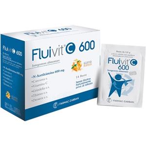 Fluivit C 600 - Integratore Alimentare in Bustine con N-acetilcisteina e Vitamina C per il Benessere delle Vie Respiratorie - Gusto Arancia