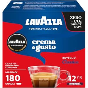 Lavazza, A Modo Mio Crema e Gusto Classico, 180 Capsule Caffè, per un Espresso con Note di Cioccolato e Frutta Secca, Arabica e Robusta, Intensità 12/13, Tostatura Media, 5 Confezioni da 36 Capsule