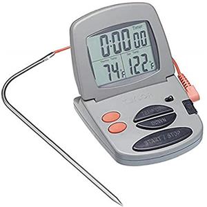 Taylor Pro Termometro per Carne da Forno con Timer da Cucina Digitale, Plastica/Acciaio Inossidabile, Grigio, 9 x 2.5 x 17 cm