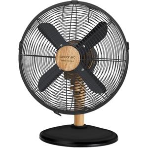Cecotec Ventilatore da Tavolo EnergySilence 600 WoodDesk. 40 W, Finitura in Legno, Diametro 12" con 4 Pale, 3 Velocità, Oscillazione, Altezza Regolabile, Massima Sicurezza