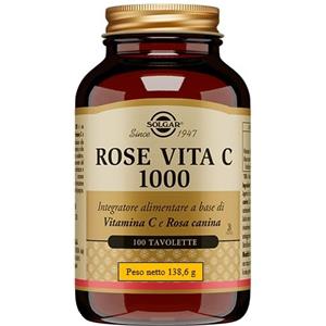 Solgar Rose Vita C 1000 - Integratore con Vitamina C e Rosa Canina, 100 Tavolette per il Supporto Immunitario