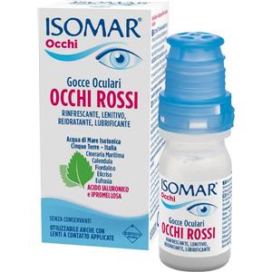 Isomar Occhi Rossi Gocce Oculari Acido Ialuronico 0,20% 10 ml - Sollievo per Arrossamento e Irritazione Oculare