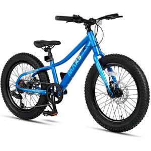 Glerc Mars 20 pollici Fat Tire bambini mountain bike per età 6 7 8 9 10 11 12 anni ragazzi ragazze adolescenti con 6 velocità Drive freni a disco doppio blu