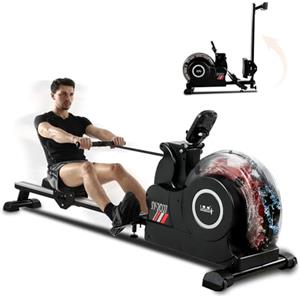 ISE Vogatore Elettromagnetico per Casa - Remoergometro con Resistenza Regolabile 16 Livelli, Display LCD, Pieghevole e Silenzioso, Supporto 150kg, Ideale per Cardio e Forza