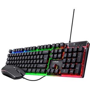 Trust Gaming GXT 838 Azor Mouse e Tastiera Gaming, Layout Italiano QWERTY, USB, Anti-ghosting, Tastiera Retroilluminata LED RGB, Mouse Gaming 800-3000 DPI - Nero