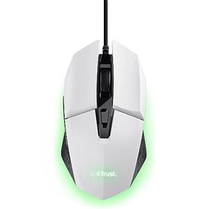 Trust Gaming GXTrust 1109W Vylax Mouse Gaming con 6 Pulsanti Programmabili, Software Incluso, Illuminazione LED Multicolore, 200-6400 DPI, Mouse con Filo USB 150 cm per PC Portatile Computer, Bianco