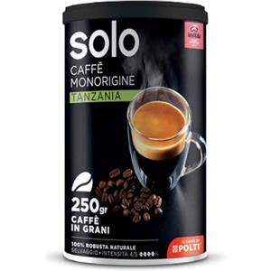 SOLO - Caffè Monorigine Tanzania, Caffè in Grani Tostati, 250 g, 100% Robusta Naturale