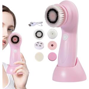 Zasdvn Spazzole Per La Pulizia Del Viso - Spazzola Elettrica Esfoliante con 6 Testine,Dispositivo Ricaricabile Massaggiante per Pulizia Pelle del Viso