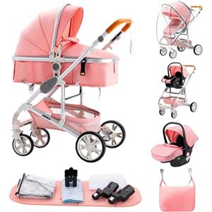 ALYIKOU Passeggino trio, combinazione passeggino 3 in 1 passeggino cittadino passeggino pieghevole di lusso con passeggino ad alta vista portatile con neonato passeggino