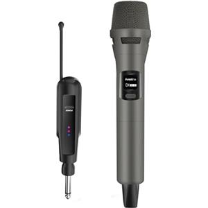 Aveek Set Microfono Karaoke Wireless 2.4GHz, 1 Microfono e 1 Ricevitore, Ricaricabile USB-C, Portatile, per Feste, Matrimoni, Compatibile con Altoparlanti