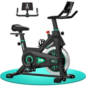 DMASUN Cyclette professionale con ampio supporto per tablet e display LCD, bicicletta silenziosa per uso domestico, resistenza 0-100% Spin Bike con capacità di 158,8 kg (fodera morbida aggiuntiva per