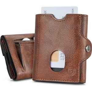 BOSTANTEN Portafoglio da uomo, slim wallet con portamonete per uomo e donna, protezione RFID, porta carte di credito, piccolo portafoglio mini Smart Wallet per uomo, 04-Bmarrone., s