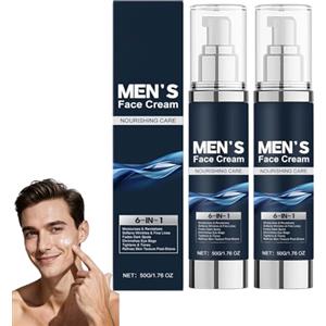 Raevior Crema viso 6 in 1 per uomini, crema idratante anti-invecchiamento, riduce rughe, occhiaie e macchie scure, crema idratante per tutti i tipi di pelle, lozione dopobarba (2 pezzi)