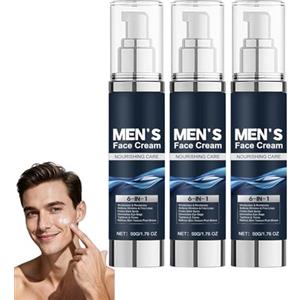 Raevior Crema viso 6 in 1 per uomini, crema idratante anti-invecchiamento, riduce rughe, occhiaie e macchie scure, crema idratante per tutti i tipi di pelle, lozione dopobarba (3 pezzi)