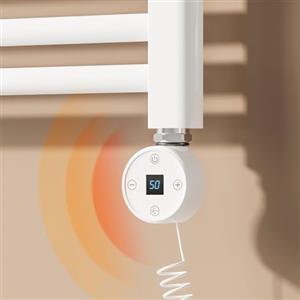 Heilmetz Elemento Riscaldante 1200W con Termostato per Scaldasalviette Elettrico Bagno, Termosifoni, Radiatore, con Temperatura Regolabile e Funzione Timer, Design Bianco