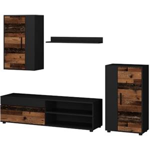 Vicco Parete attrezzata Berno, Rovere rustico, Set di 4 pezzi, adatto per la conservazione di dispositivi multimediali e accessori