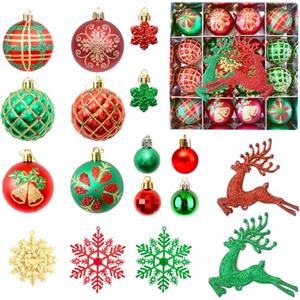 MORAINJAY 45 Pz Palline di Natale Rosse e Verdi, Addobbi Natalizi in Plastica Infrangibile, Ornamenti Appesi per Albero di Natale, Decorazioni Festive per Casa e Feste, 6 cm