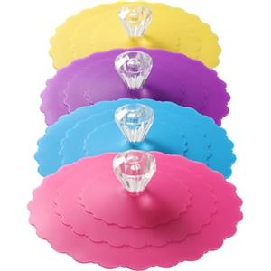 Linqzxz Coperchi per tazze in silicone (set di 4), coperchi in silicone multicolore per tazze, tè, tèiere, coperchi flessibili per tazze, coperchi per tazze calde per caffè e tè