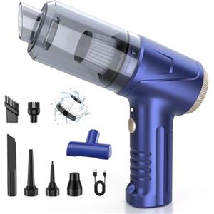 Neqraxis Aspirabriciole Senza Fili 4 in 1, Aspirapolvere Portatile 12000Pa per Auto, Mini Aspirapolvere 4000 mAh con Motore Brushless, Ideale per Casa, Ufficio, Auto e Peli di Animali, Blu